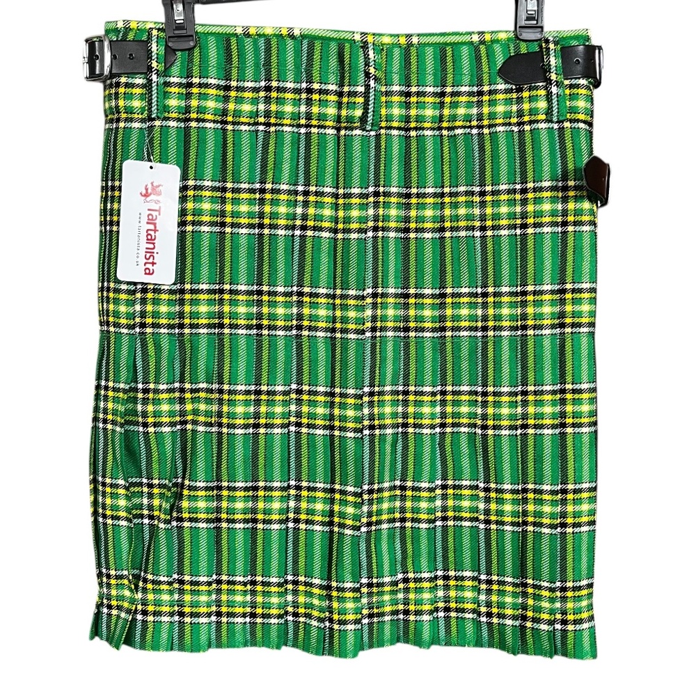 NWT Tartanista Scottish Design Green Multicolored Irish Plaid Tartan Kilt SZ 38